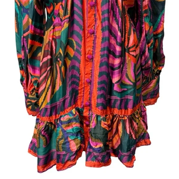 Farm Rio Foliage graphic long sleeve Women's Dress size XL new with tags - Picture 6 of 11